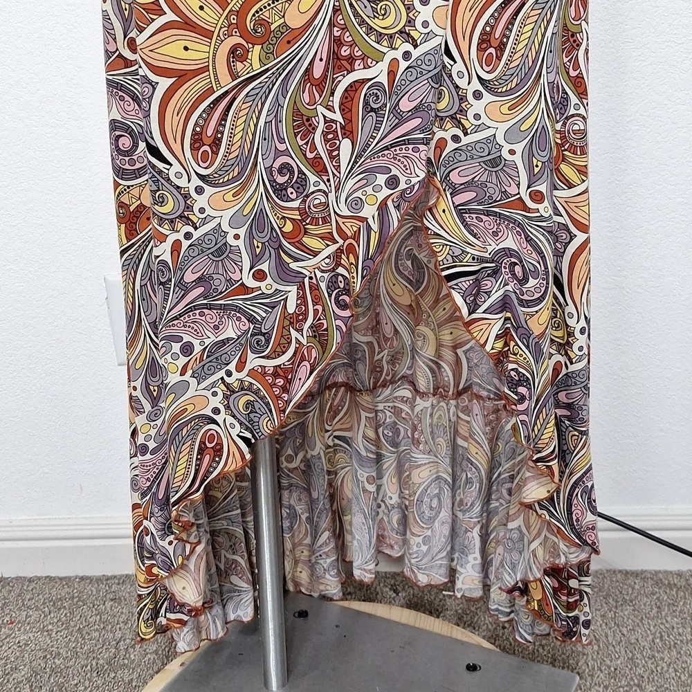 Lascana Multicolor Bohemian Feminine V-Neck Mock Wrap Print Maxi Dress Size 8 - Picture 5 of 16